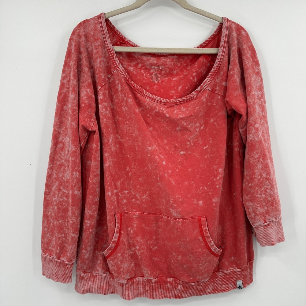 torrid Red Mineral Wash Scoop Neck Sweatshirt